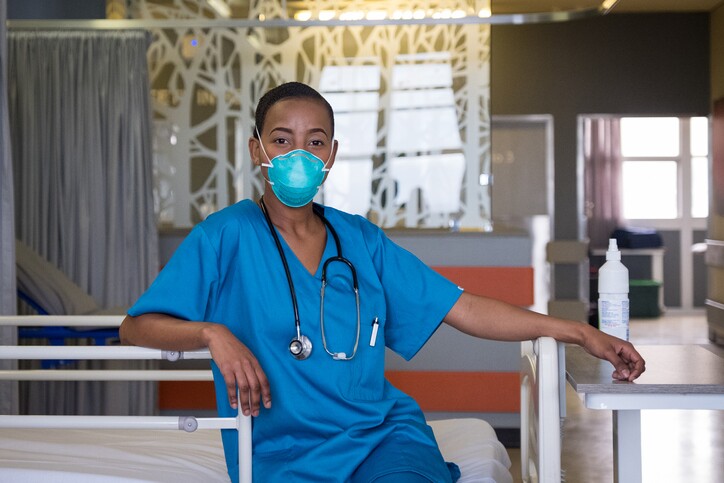 Medical doctor wearing her scrups