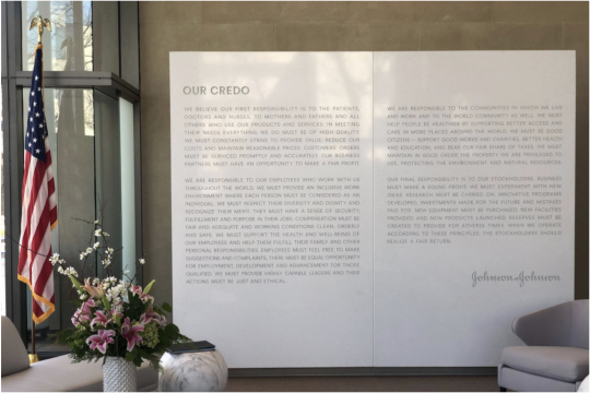 Credo Wall at Johnson and Johnson Headquarters